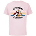 thumbnail image 1 of Disney Original Mickey & Friends Hello Folks Retro Vintage - Short Sleeve Cotton T-Shirt for Adults - Customized-Soft Pink, 1 of 5