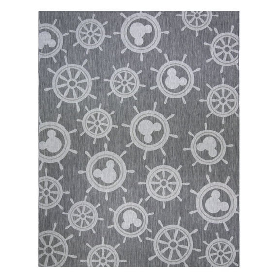 Disney Outdoor Mickey Mouse Maritime Coastal Geometric Ash Area Rug, 8x10