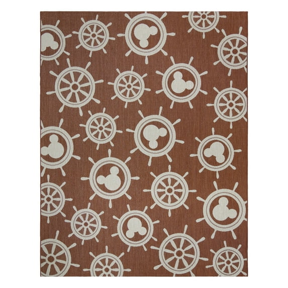 Disney Outdoor Mickey Mouse Maritime Coastal Geometric Red Area Rug, 9x13