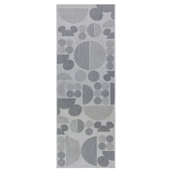 Disney Outdoor Mickey Mouse Spheres Modern Geometric Gray Area Rug, 2x6
