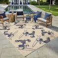thumbnail image 1 of Disney Outdoor Surfing Coastal Animal Print Sand/Navy Area Rug, 8x10, 1 of 7