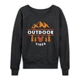 thumbnail image 1 of Disney - Outdoor Vibes Women's Lightweight French Terry Wide Neck Long Sleeve Graphic Shirt, 1 of 5