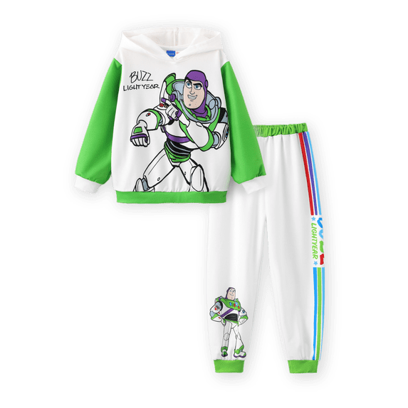 Disney Toy Story Buzz Lightyear Boys Long Sleeves Hoodie Outfit Set Toddler Kids Hooded Sweatshirt and Joggers Set White Sizes 2-9Y