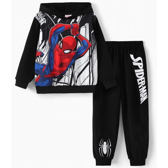 Disney Marvel Spider-Man Boys Cotton Hoodie Outfit Set Kids Clothes Set Superhero Sweatshirt Jogger Sweatpants Set Halloween Gift Sizes 2T-9Y