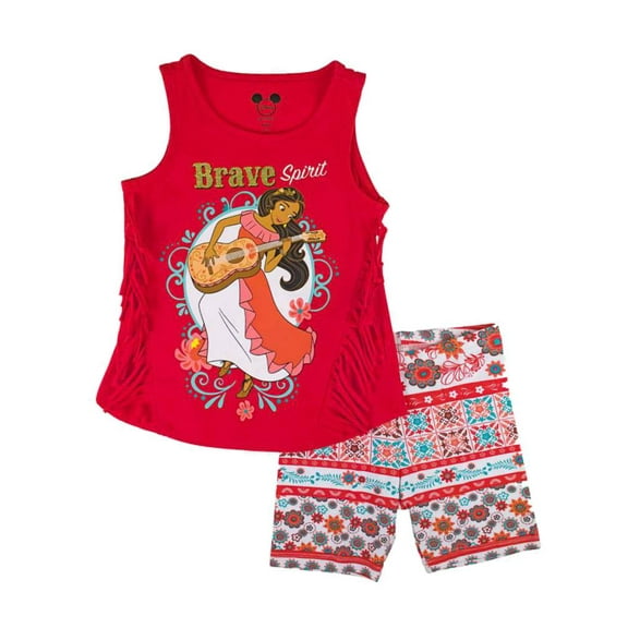 Disney Outfit Toddler Girls Red Elena of Avalor Fringe Shirt & Shorts Set 2T