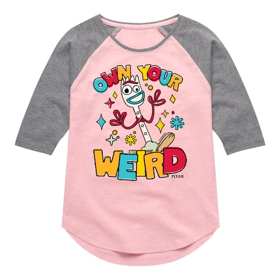 Disney - Own Your Weird Forky - Youth Girls Shirt Tail Raglan T-Shirt