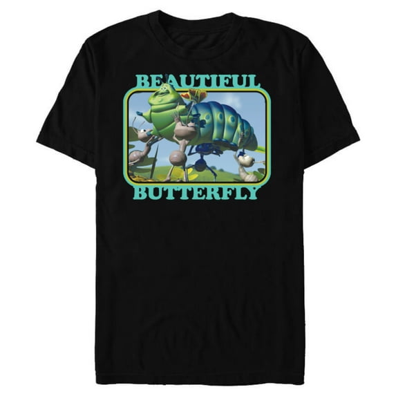 Disney PIXAR A Bug's Life Heimlich Beautiful Butterfly T-Shirt- Short Sleeve Blended T-Shirt for Adults - Customized-Black Snow Heather