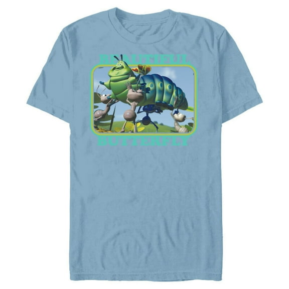 Disney PIXAR A Bug's Life Heimlich Beautiful Butterfly T-Shirt- Short Sleeve Blended T-Shirt for Adults - Customized-Celadon Snow Heather