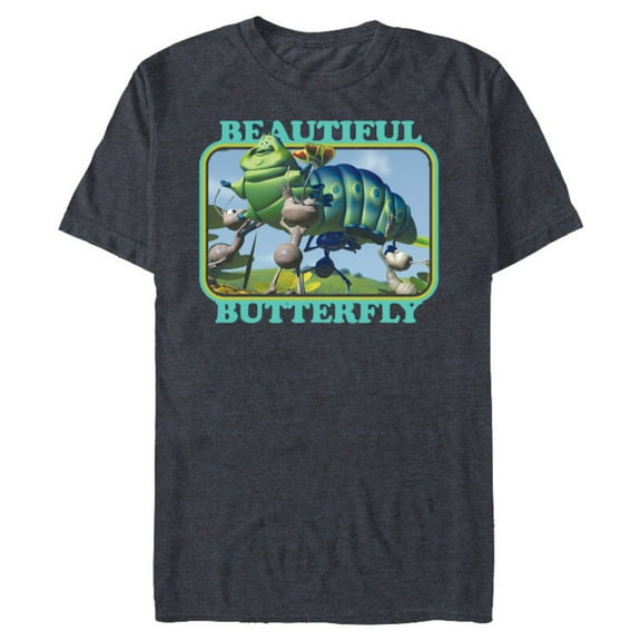 Disney PIXAR A Bug's Life Heimlich Beautiful Butterfly T-Shirt- Short Sleeve Blended T-Shirt for Adults - Customized-Denim Snow Heather