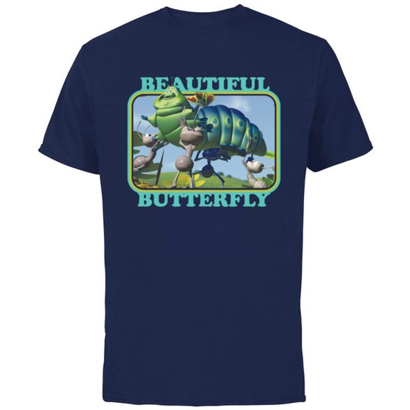 Disney PIXAR A Bug's Life Heimlich Beautiful Butterfly T-Shirt - Short Sleeve Cotton T-Shirt for Adults - Customized-Athletic Navy