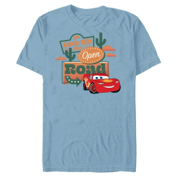 Disney PIXAR Cars Let’s Hit the Open Road - Short Sleeve Blended T-Shirt for Adults - Customized-Ocean Blue