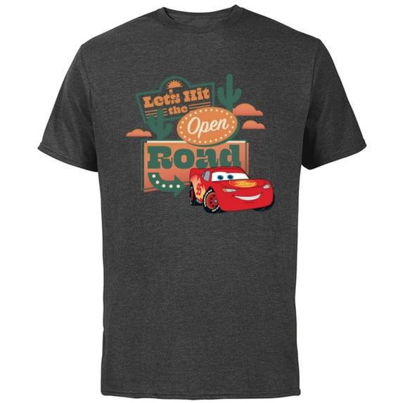 Disney PIXAR Cars Let’s Hit the Open Road - Short Sleeve Cotton T-Shirt for Adults - Customized-Charcoal