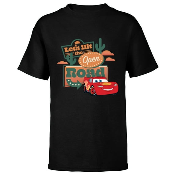 Disney PIXAR Cars Let’s Hit the Open Road - Short Sleeve T-Shirt for Kids - Customized-Black
