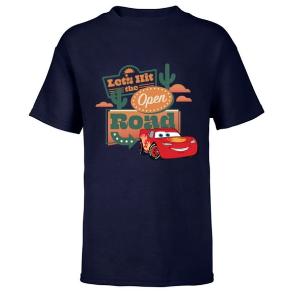 Disney PIXAR Cars Let’s Hit the Open Road - Short Sleeve T-Shirt for Kids - Customized-Navy