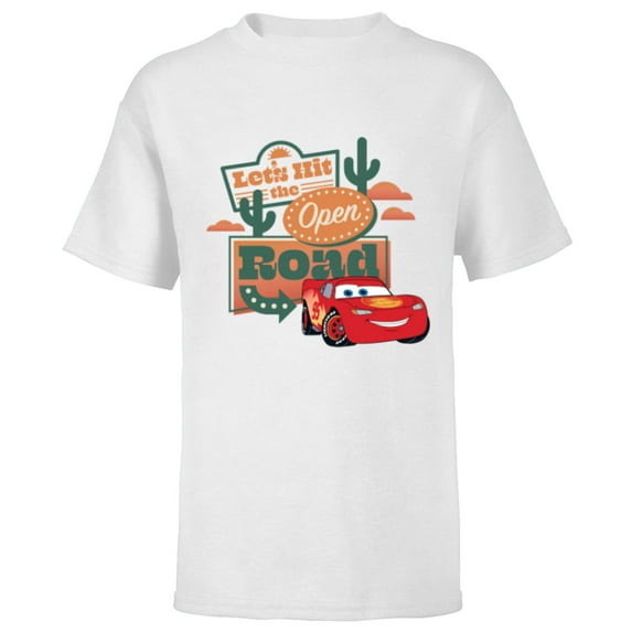 Disney PIXAR Cars Let’s Hit the Open Road - Short Sleeve T-Shirt for Kids - Customized-White