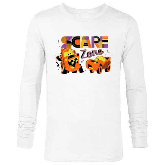Disney PIXAR Cars Mater & Lightning McQueen Halloween Scare Zone - Long Sleeve T-Shirt for Men - Customized-White