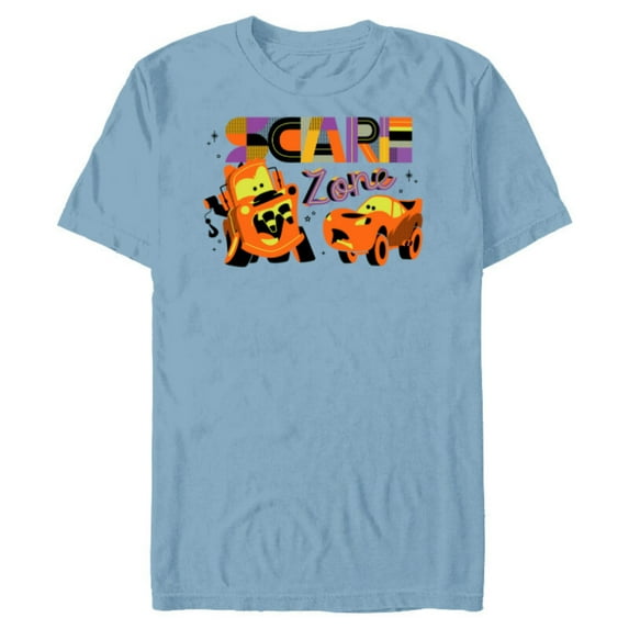 Disney PIXAR Cars Mater & Lightning McQueen Halloween Scare Zone - Short Sleeve Blended T-Shirt for Adults - Customized-Celadon Snow Heather