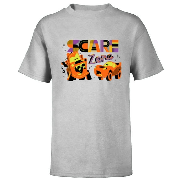 Disney PIXAR Cars Mater & Lightning McQueen Halloween Scare Zone - Short Sleeve T-Shirt for Kids - Customized-Athletic Heather