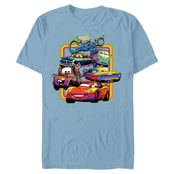 Disney PIXAR Cars Radiator Springs Classic - Short Sleeve Blended T-Shirt for Adults - Customized-Ocean Blue