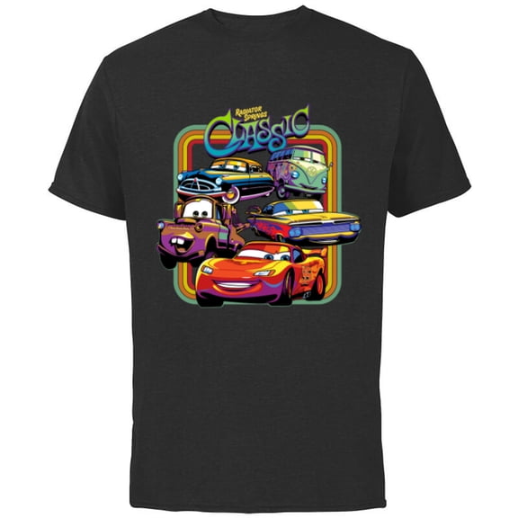 Disney PIXAR Cars Radiator Springs Classic - Short Sleeve Cotton T-Shirt for Adults - Customized-Black