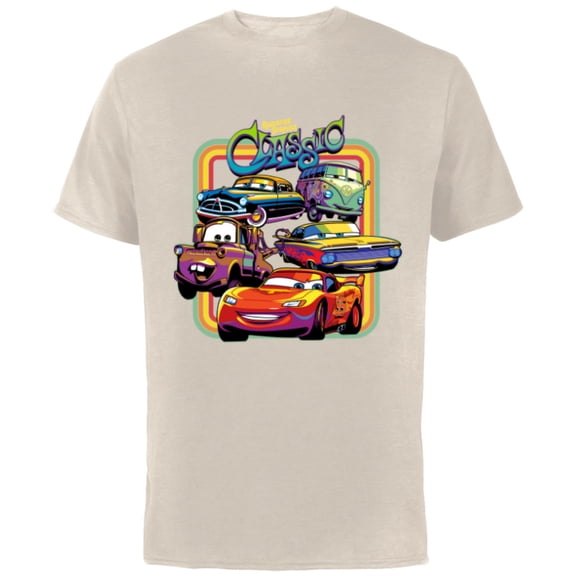 Disney PIXAR Cars Radiator Springs Classic - Short Sleeve Cotton T-Shirt for Adults - Customized-Natural
