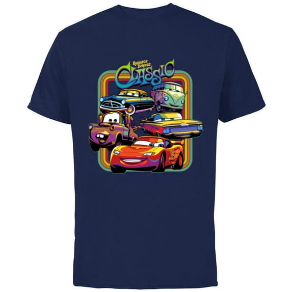 Disney PIXAR Cars Radiator Springs Classic - Short Sleeve Cotton T-Shirt for Adults - Customized-Navy