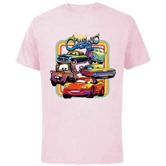 Disney PIXAR Cars Radiator Springs Classic - Short Sleeve Cotton T-Shirt for Adults - Customized-Soft Pink