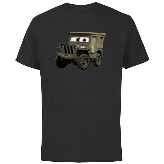 Disney PIXAR Cars Sarge 1942 Jeep Veteran’s Day - Short Sleeve Cotton T-Shirt for Adults - Customized-Black