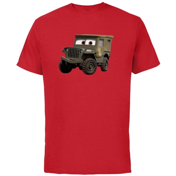Disney PIXAR Cars Sarge 1942 Jeep Veteran’s Day - Short Sleeve Cotton T-Shirt for Adults - Customized-Red