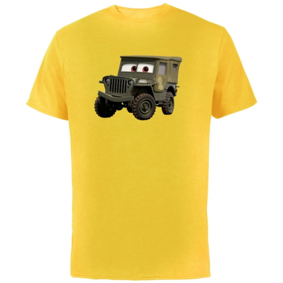 Disney PIXAR Cars Sarge 1942 Jeep Veteran’s Day - Short Sleeve Cotton T-Shirt for Adults - Customized-Yellow