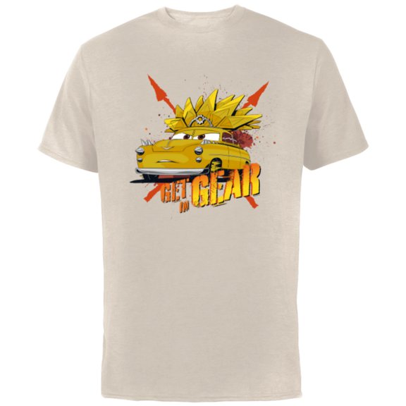 Disney PIXAR Cars on the Road Chieftess Get in Gear - Short Sleeve Cotton T-Shirt for Adults - Customized-Natural