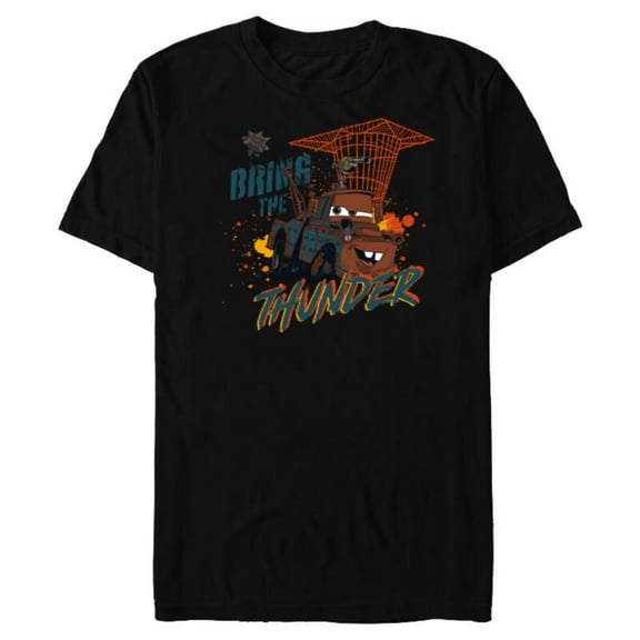 Disney PIXAR Cars on the Road Mater Bring the Thunder - Short Sleeve Blended T-Shirt for Adults - Customized-Black