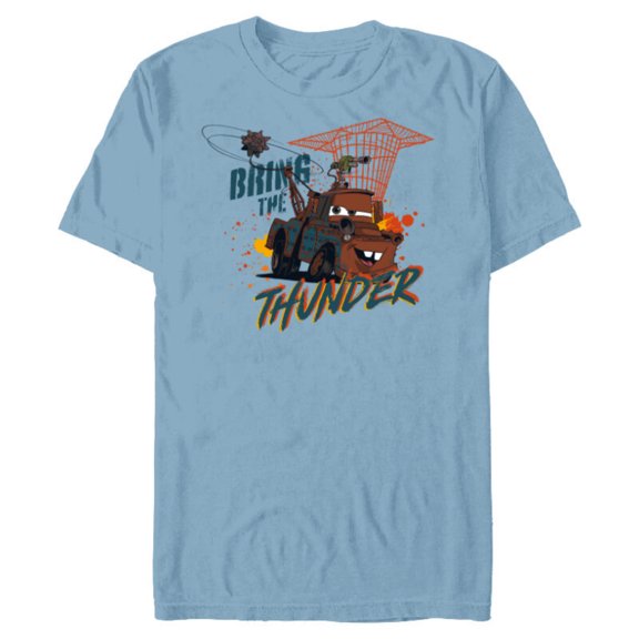 Disney PIXAR Cars on the Road Mater Bring the Thunder - Short Sleeve Blended T-Shirt for Adults - Customized-Ocean Blue