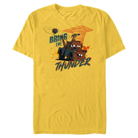 Disney PIXAR Cars on the Road Mater Bring the Thunder - Short Sleeve Blended T-Shirt for Adults - Customized-Yellow