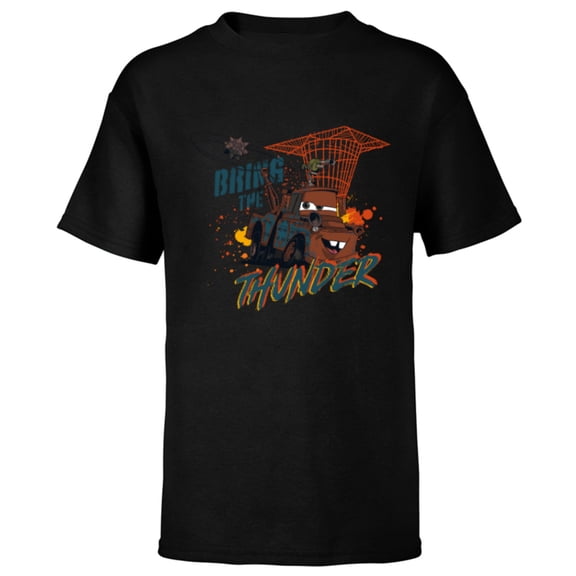 Disney PIXAR Cars on the Road Mater Bring the Thunder - Short Sleeve T-Shirt for Kids - Customized-Black
