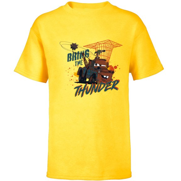 Disney PIXAR Cars on the Road Mater Bring the Thunder - Short Sleeve T-Shirt for Kids - Customized-Yellow