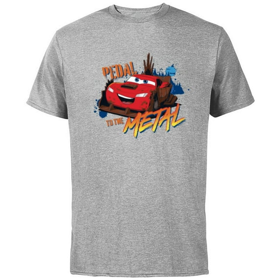 Disney PIXAR Cars on the Road Pedal to the Metal - Short Sleeve Cotton T-Shirt for Adults - Customized-Athletic Heather