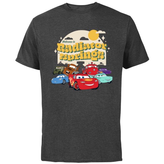 Disney PIXAR Cars on the Road Radiator Springs - Short Sleeve Cotton T-Shirt for Adults - Customized-Charcoal