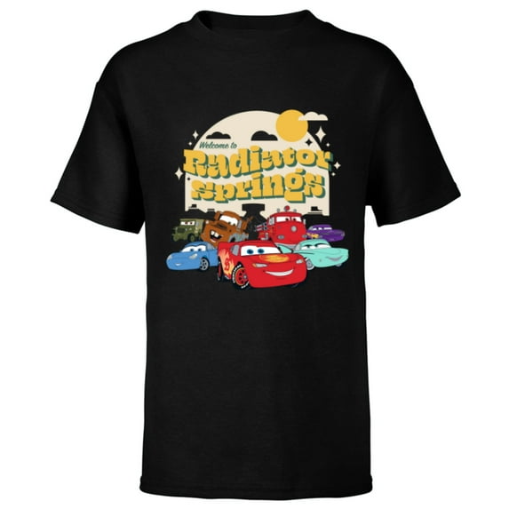 Disney PIXAR Cars on the Road Radiator Springs - Short Sleeve T-Shirt for Kids - Customized-Black