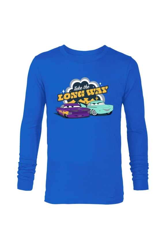 Disney PIXAR Cars on the Road Ramone & Flo - Long Sleeve T-Shirt for Men - Customized-Navy