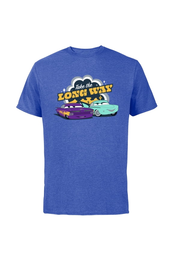 Disney PIXAR Cars on the Road Ramone & Flo - Short Sleeve Cotton T-Shirt for Adults - Customized-Royal Heather