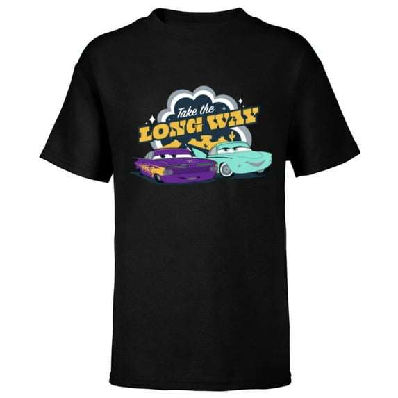 Disney PIXAR Cars on the Road Ramone & Flo - Short Sleeve T-Shirt for Kids - Customized-Black