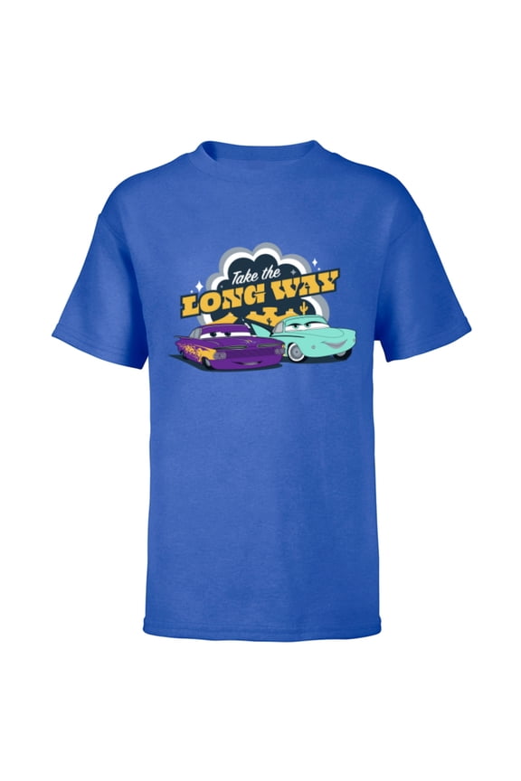 Disney PIXAR Cars on the Road Ramone & Flo - Short Sleeve T-Shirt for Kids - Customized-Royal