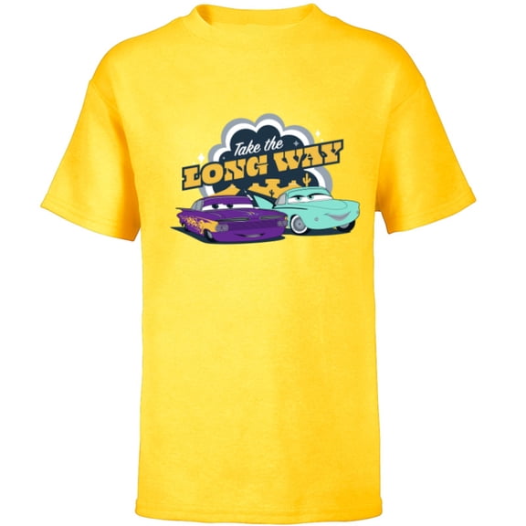 Disney PIXAR Cars on the Road Ramone & Flo - Short Sleeve T-Shirt for Kids - Customized-Yellow