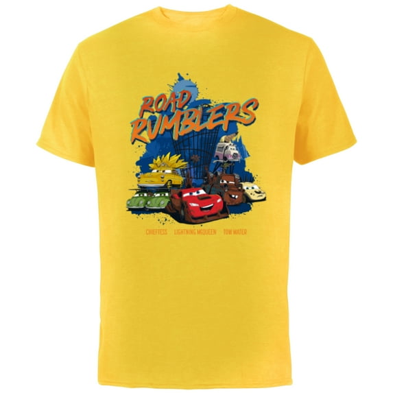 Disney PIXAR Cars on the Road Rumblers - Short Sleeve Cotton T-Shirt for Adults - Customized-Yellow