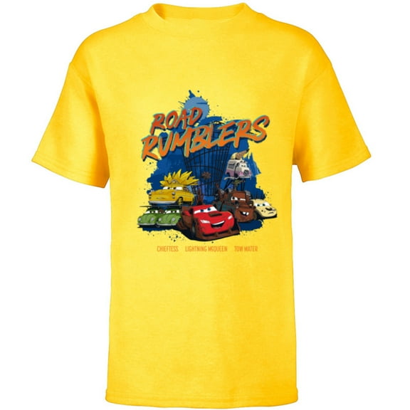 Disney PIXAR Cars on the Road Rumblers - Short Sleeve T-Shirt for Kids - Customized-Yellow