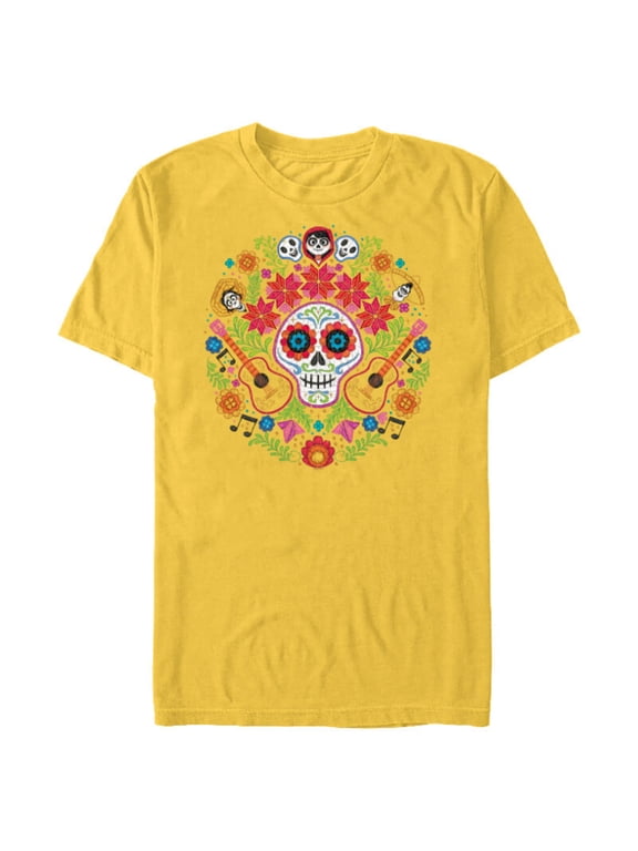Disney PIXAR Coco Land of the Dead - Short Sleeve Blended T-Shirt for Adults - Customized-Yellow