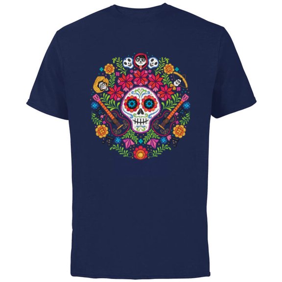 Disney PIXAR Coco Land of the Dead - Short Sleeve Cotton T-Shirt for Adults - Customized-Navy