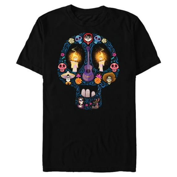 Disney PIXAR Coco Land of the Dead Silhouette - Short Sleeve Blended T-Shirt for Adults - Customized-Black