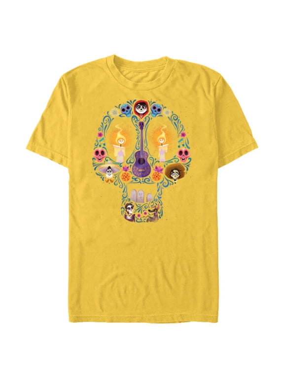 Disney PIXAR Coco Land of the Dead Silhouette - Short Sleeve Blended T-Shirt for Adults - Customized-Yellow